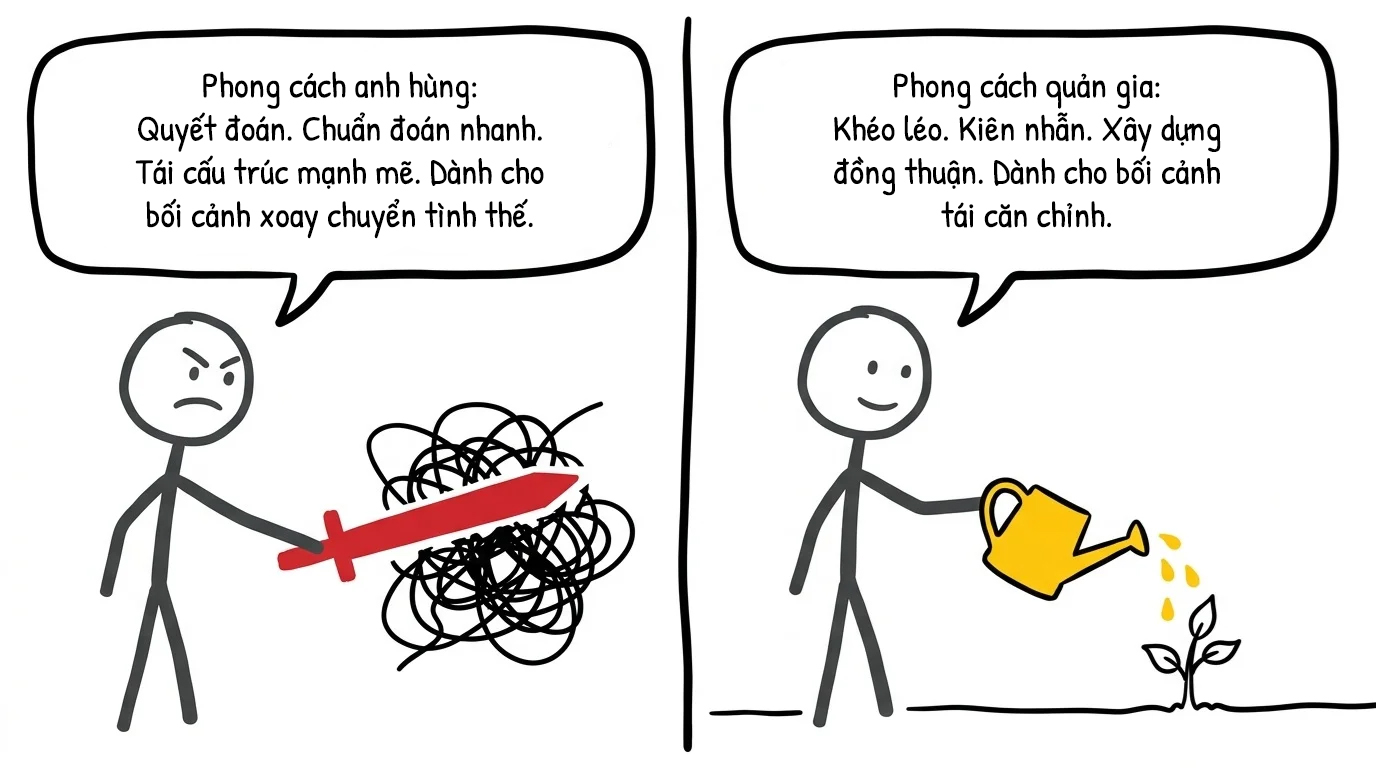 phong cách anh hùng và quản gia