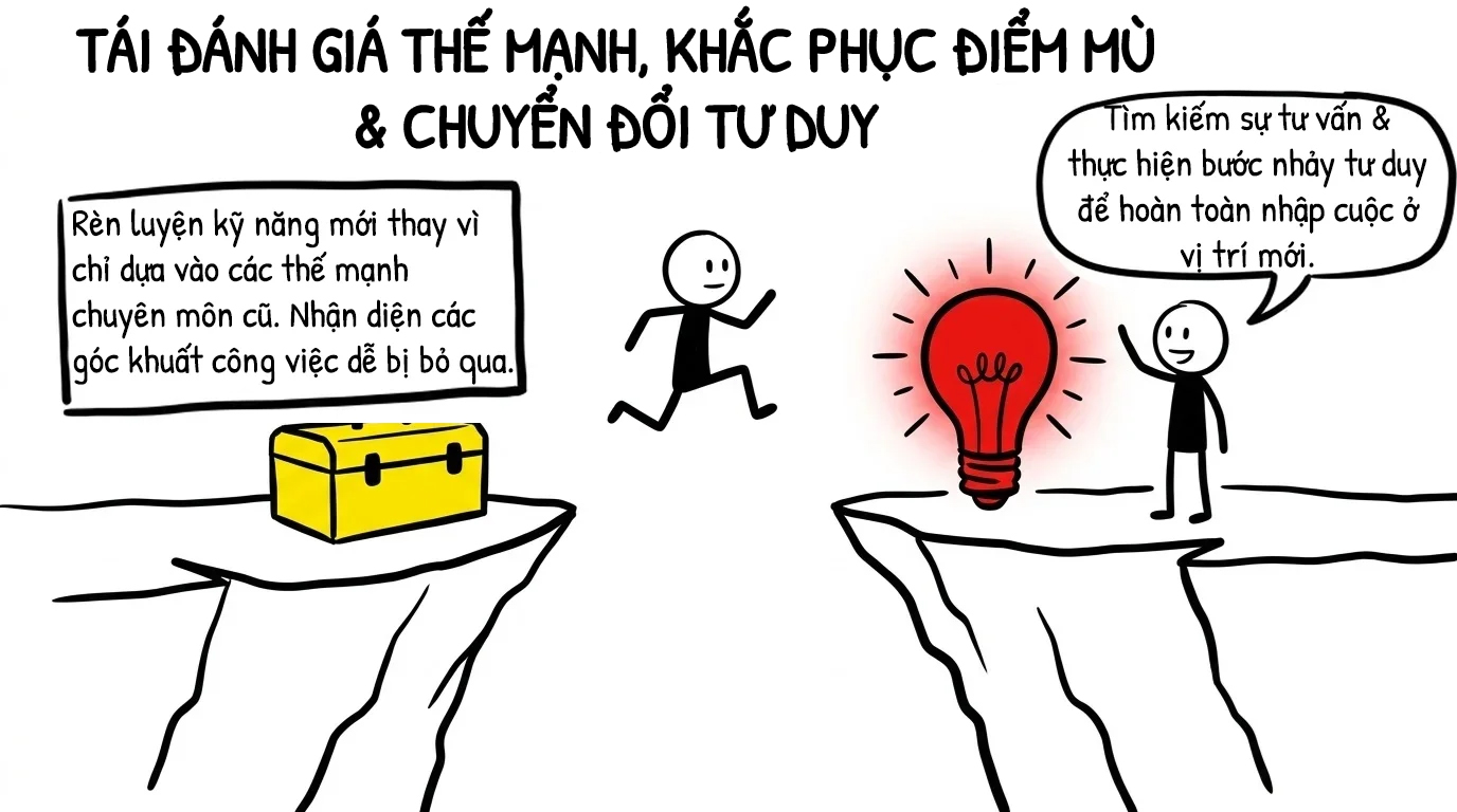 tái đánh giá thế mạnh, khắc phụ điểm mù, chuyển đổi tư duy