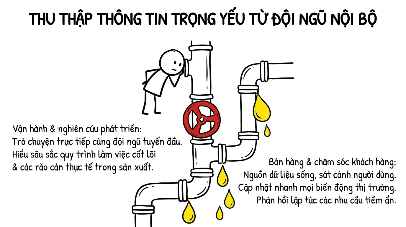 thu thập thông tin trọng yếu từ đội ngũ nội bộ