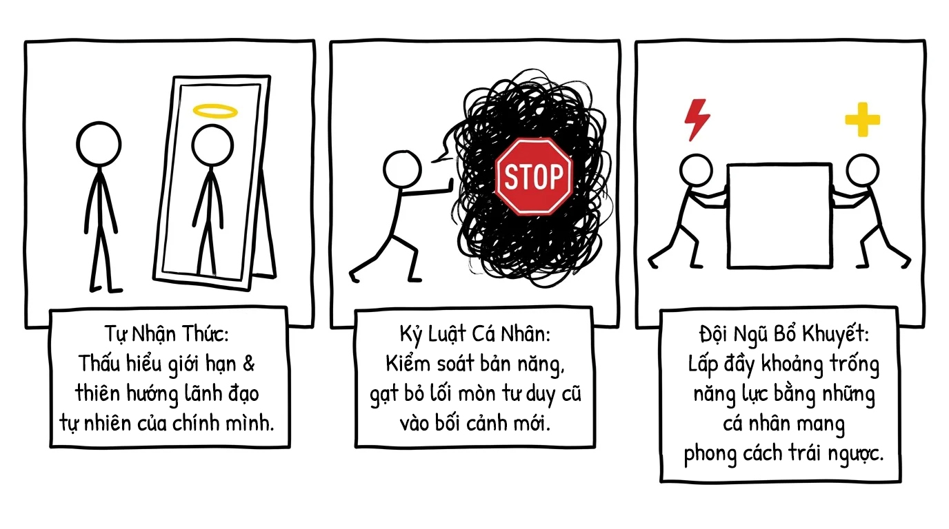 tự nhận thức, kỷ luật cá nhân, đội ngũ bổ khuyết