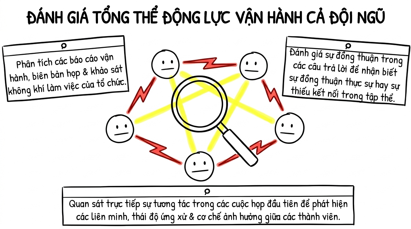 đánh giá tổng thế động lực vận hành của đội ngũ
