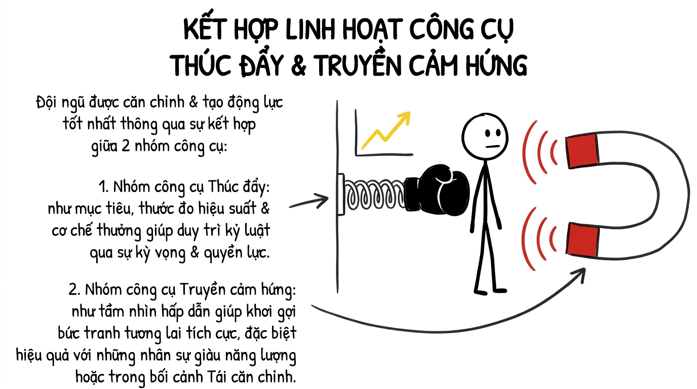 kết hợp linh hoạt công cụ thúc đẩy và truyền cảm hứng