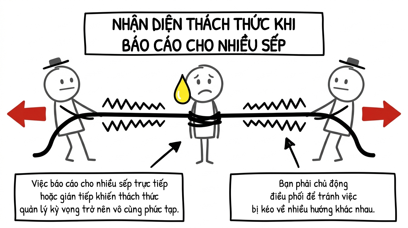 nhận diện thách thức khi báo cáo cho nhiều sếp