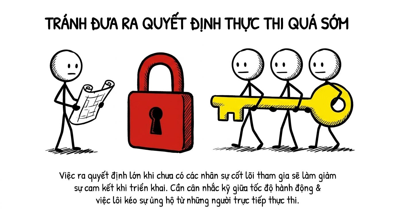tránh đưa ra quyết định thực thi quá sớm
