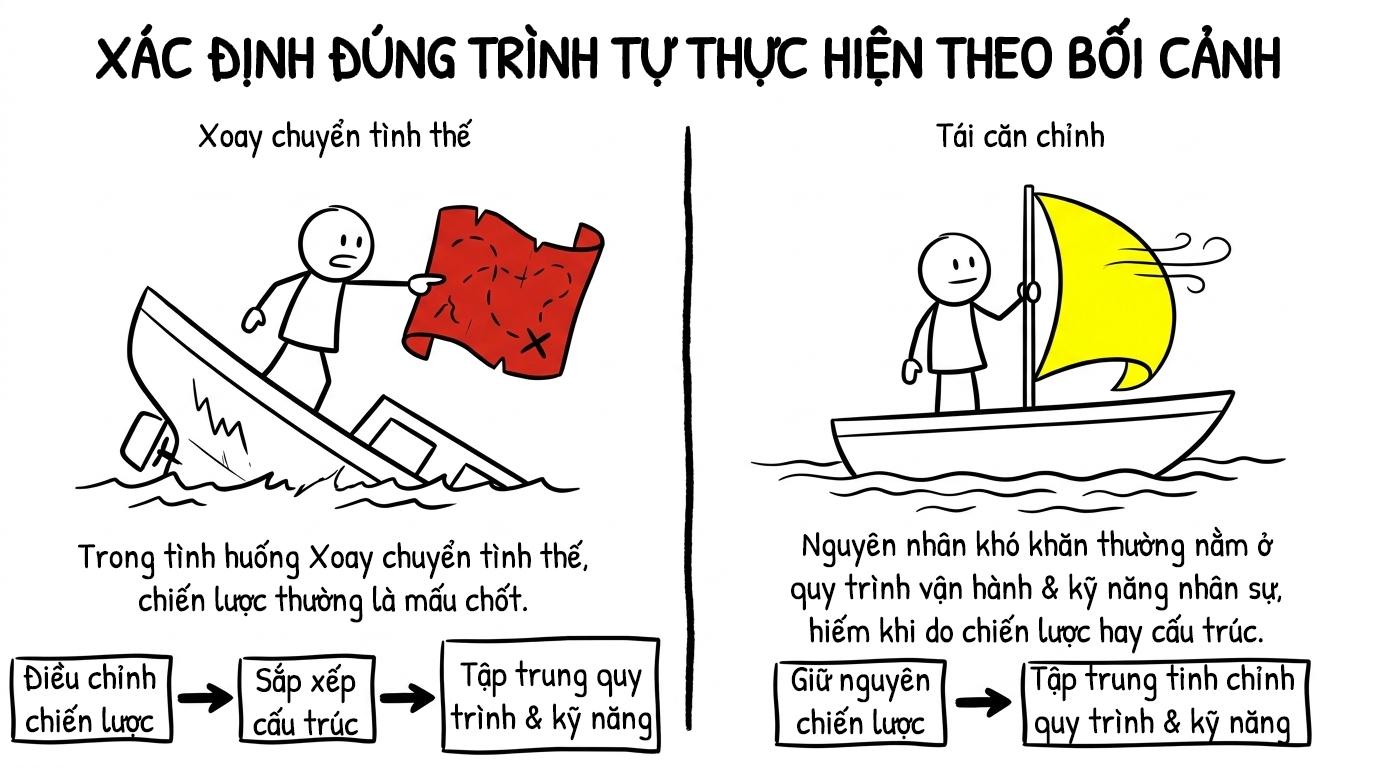xác định đúng trình tự