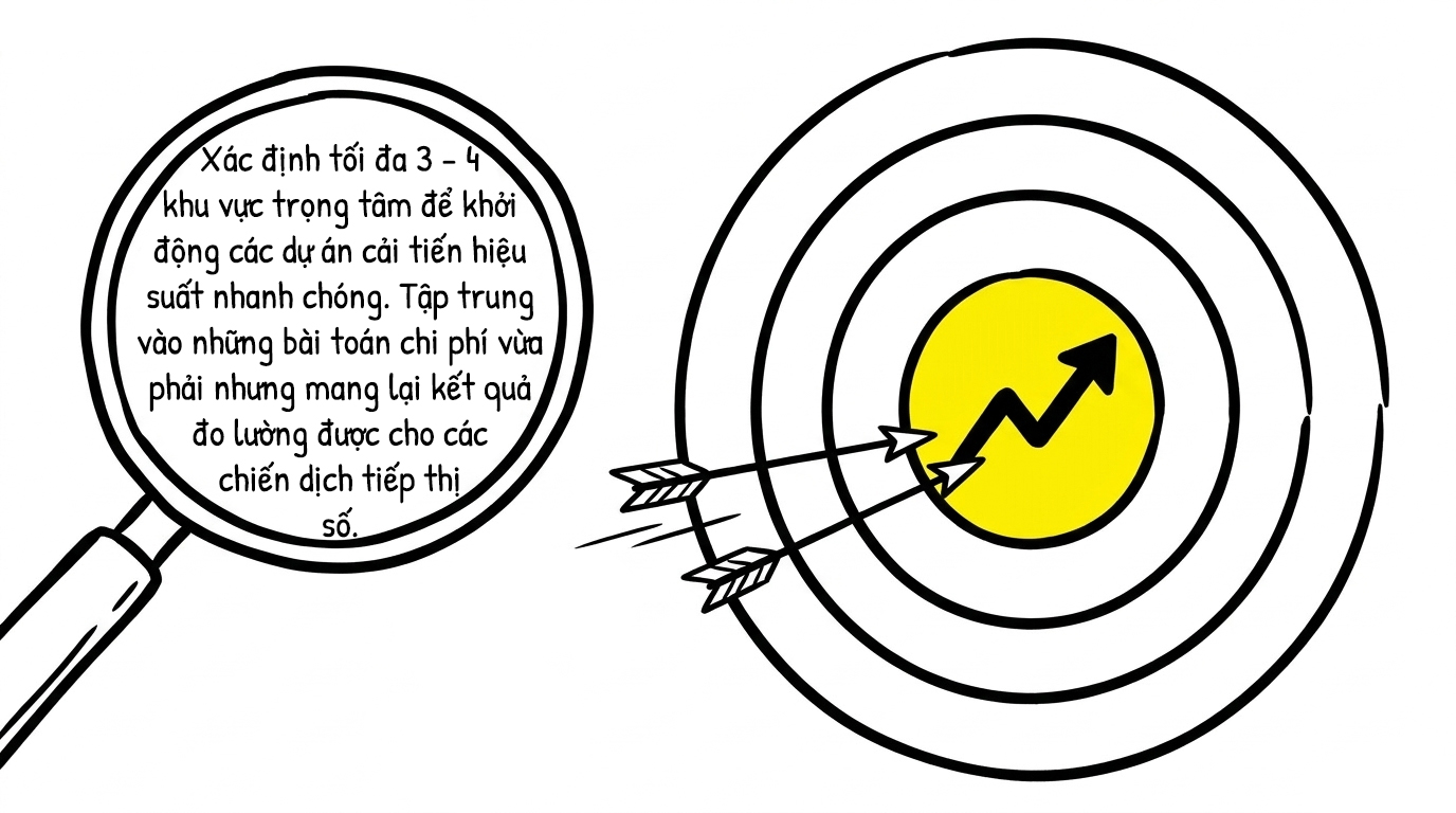 xác định tối đa 3-4 khu vực trọng tâm